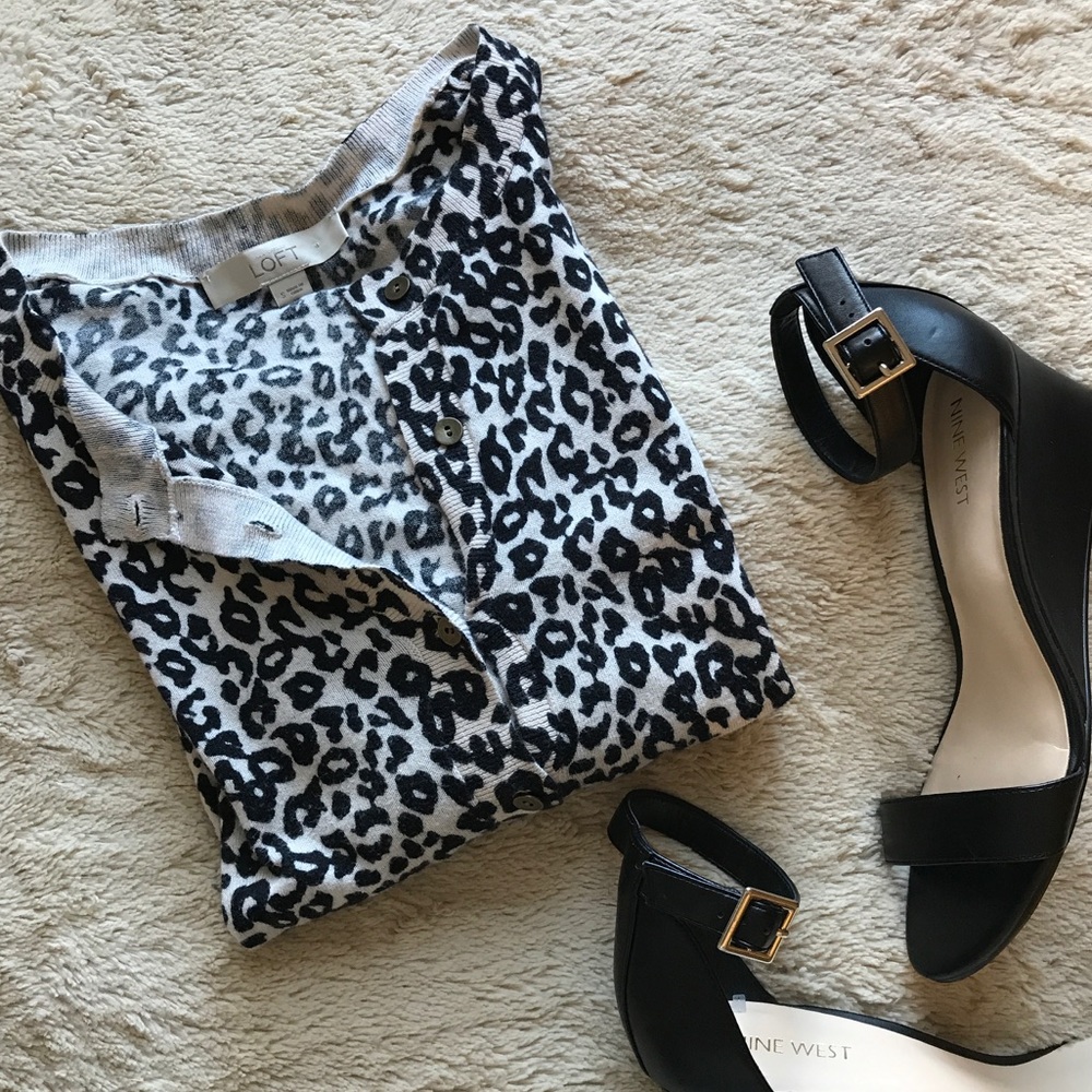 🖤 LOFT Leopard Print Crew Neck Cardigan❗️